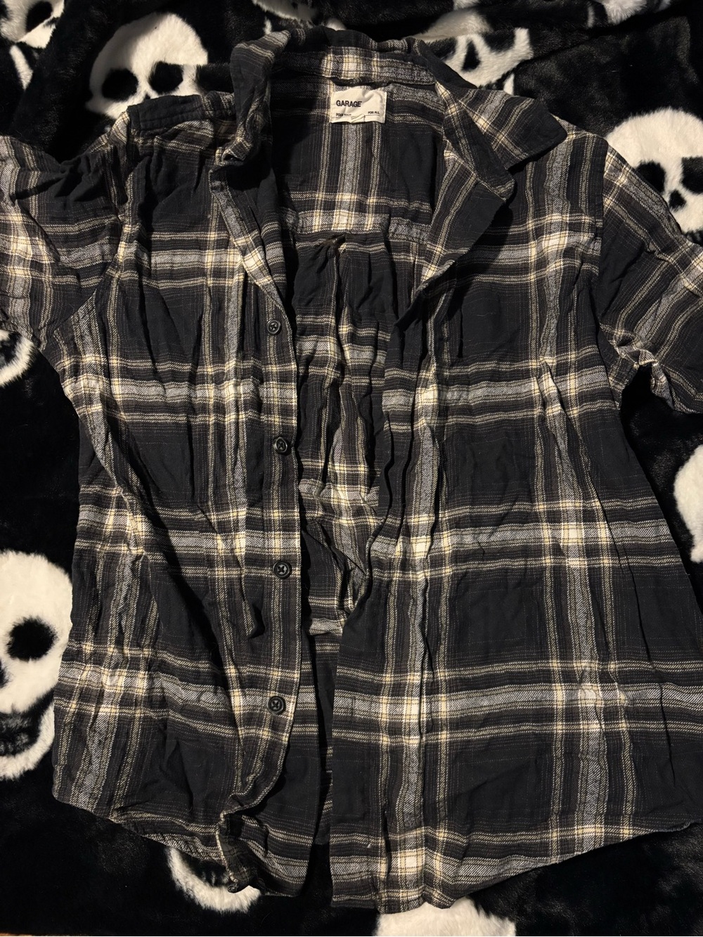 Garage Black & Cream Plaid Button-Down Shirt